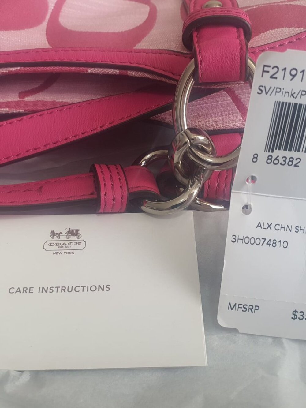 Authentic Coach Pink Signature Tote Bag – New with Tags - Picture 5 of 9